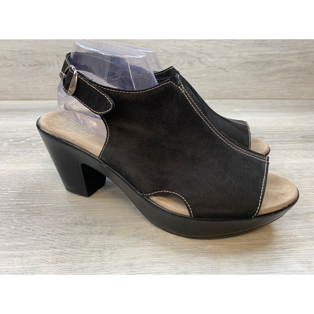 Munro American Women's 11 WW Black Suede Wedge Sandals Slingback Comfort Shoes